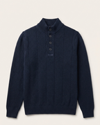 Brioni - Navy Ribbed Knit Quarter-Button Sweater