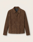Louis Vuitton - Embossed Monogram Brown Suede Shirt Jacket