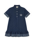 Fendi Kids - FF Logo Trim Denim Polo Dress