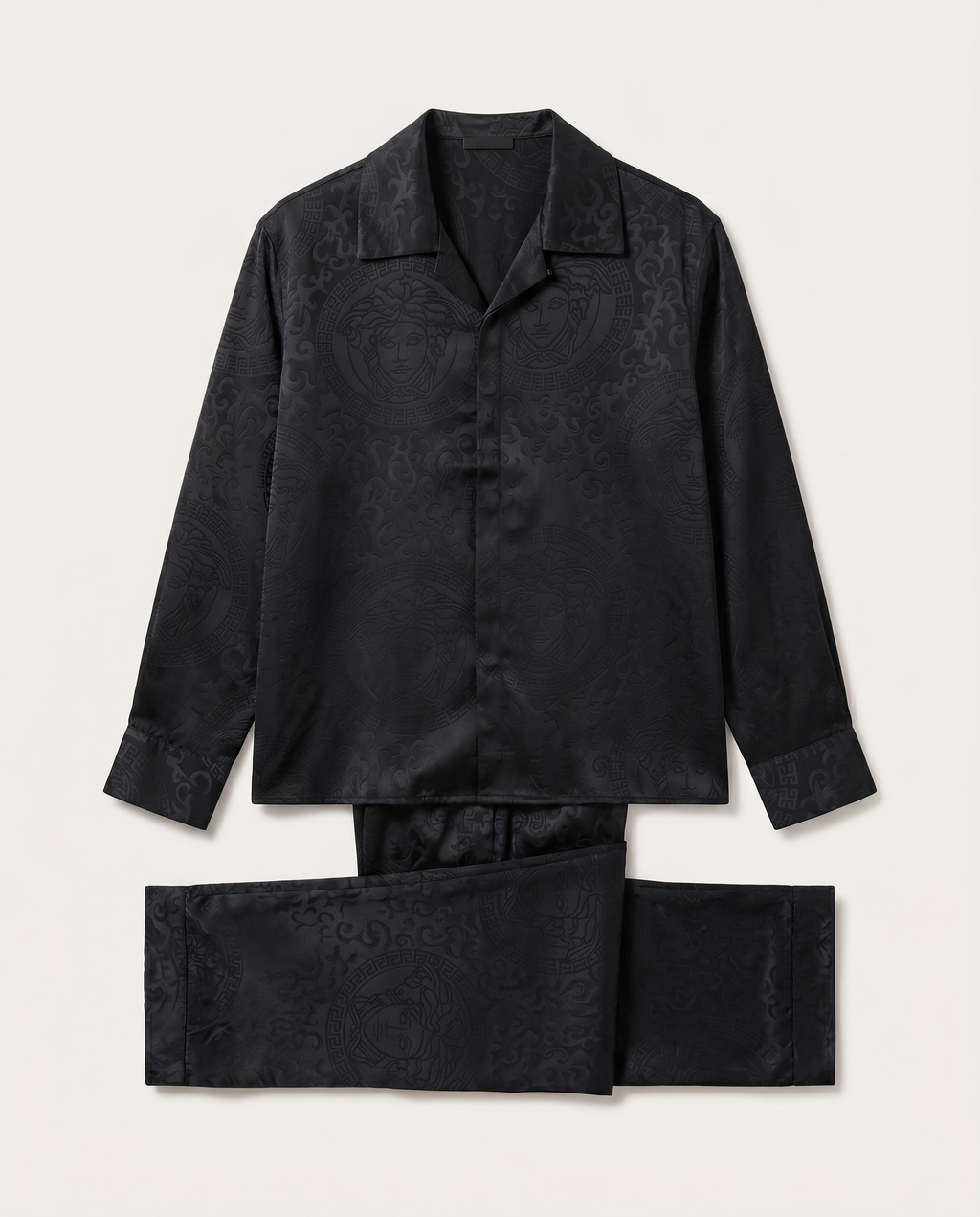 Versace - Black Medusa Jacquard Silk-Satin Set