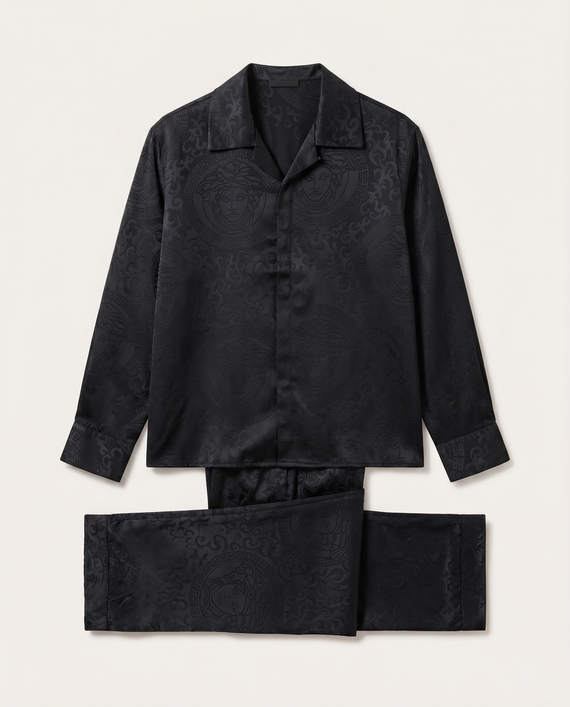 Versace - Black Medusa Jacquard Silk-Satin Set