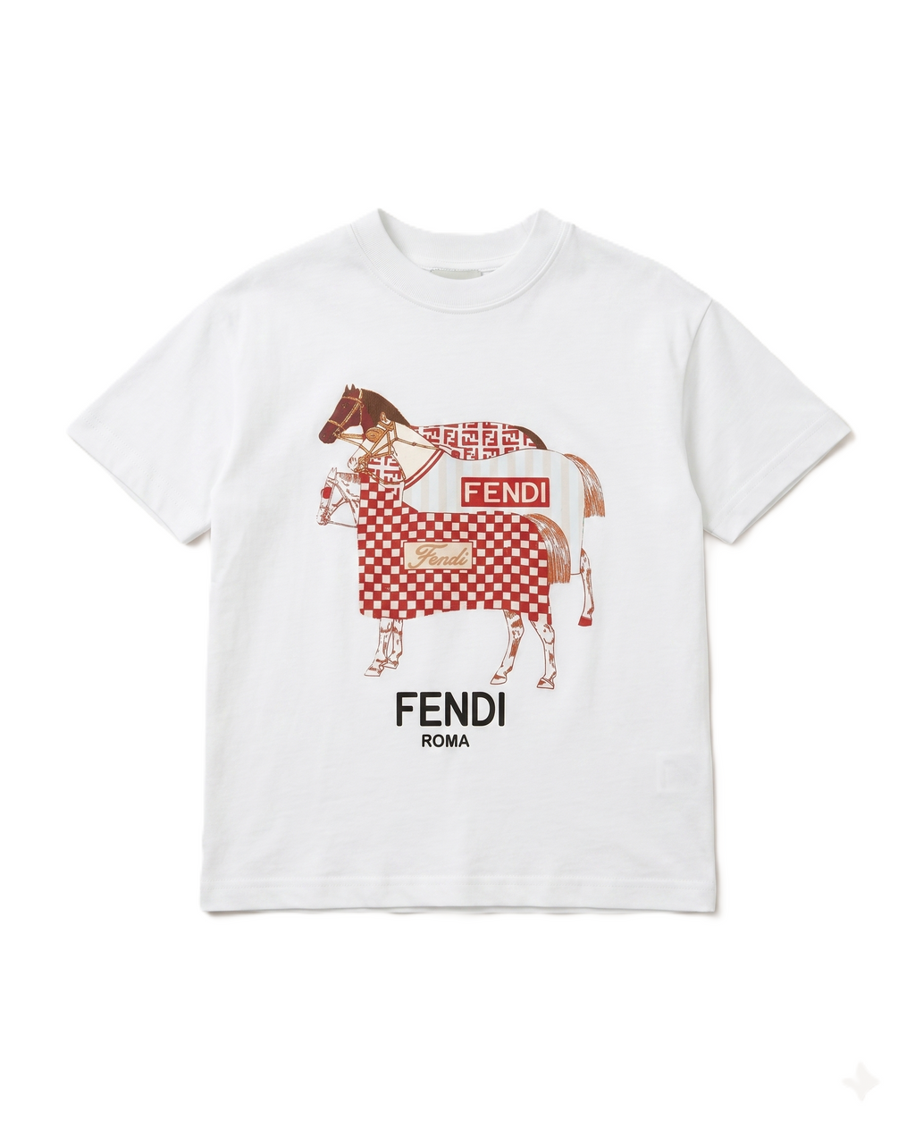 Fendi Kids - White Equestrian Horse T-shirt