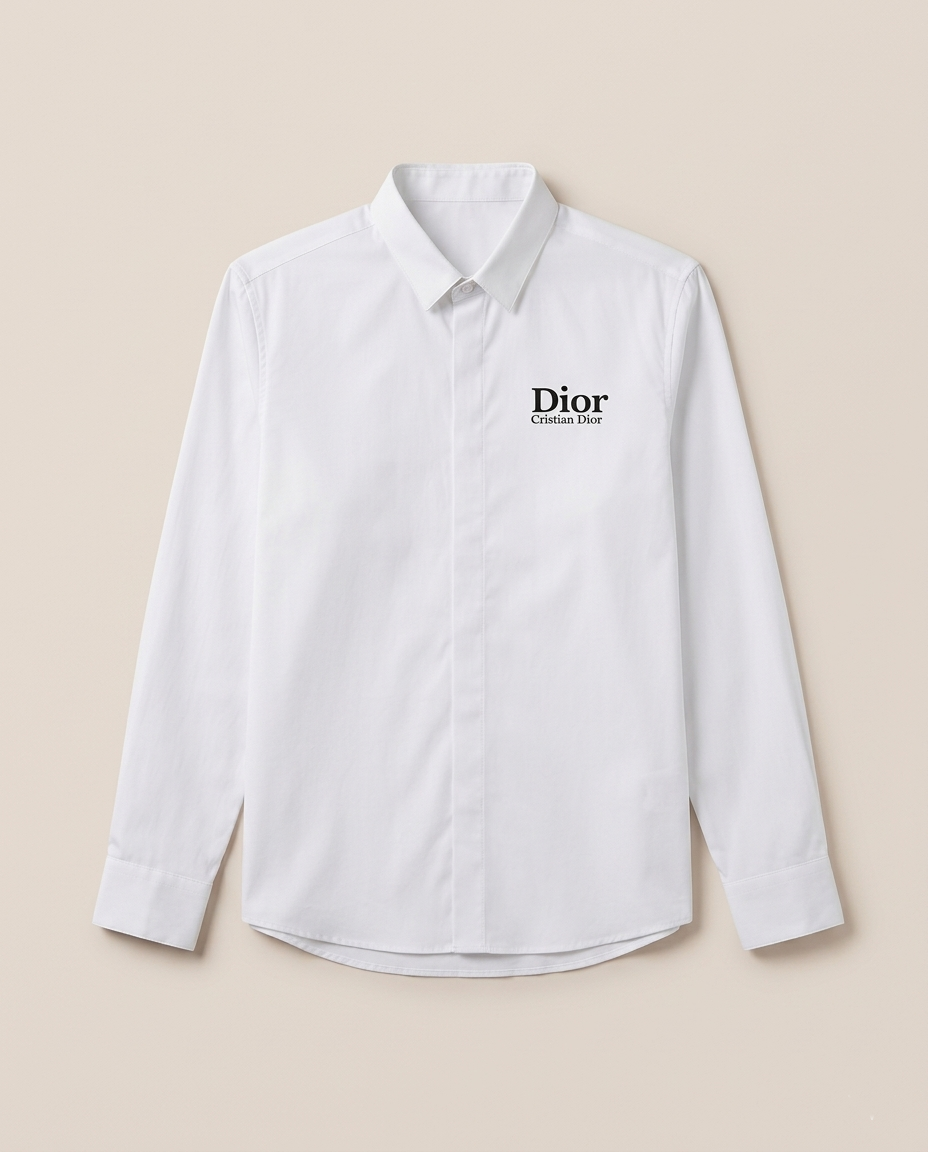 Christian Dior - Men’s Signature Logo Poplin Shirt in Optic White