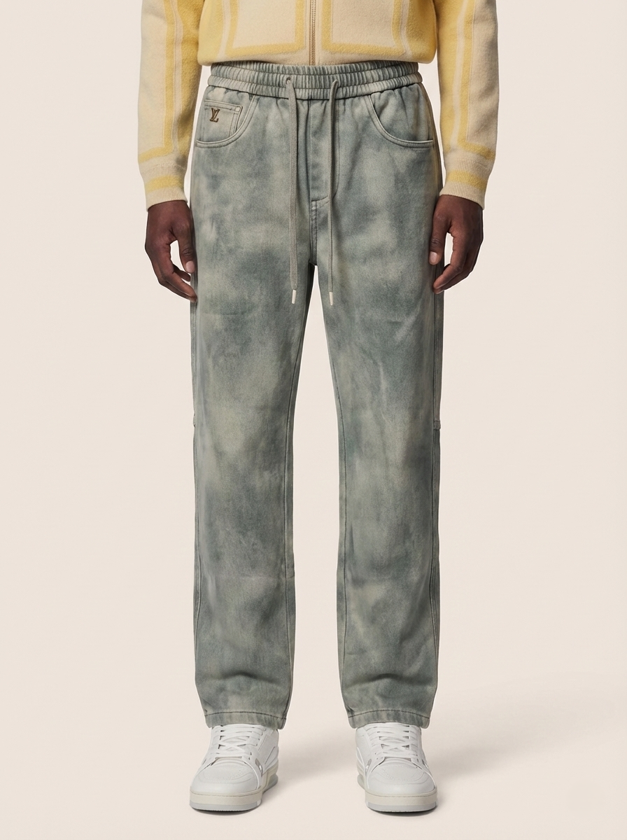 Louis Vuitton Relaxed Fit Washed Pants with Elastic Waist