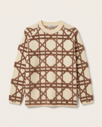 Christian Dior - Men's Cream & Brown Textured Cannage Knit Sweater