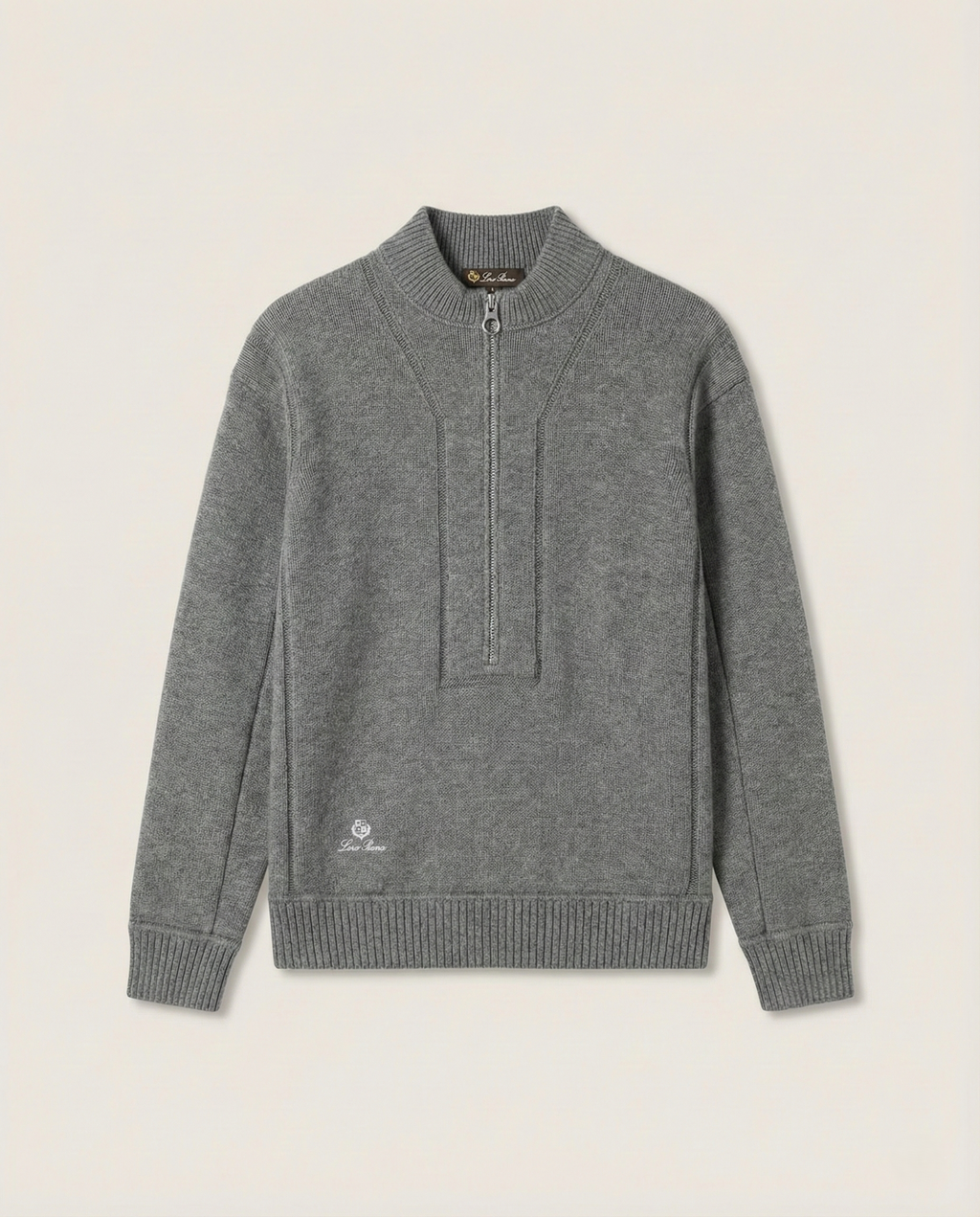 Loro Piana - Grey Fine Knit Half-Zip