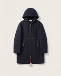 LOEWE Hooded Coat | Black Wool-Blend Anagram Jacquard