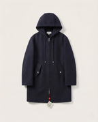 LOEWE Hooded Coat | Black Wool-Blend Anagram Jacquard