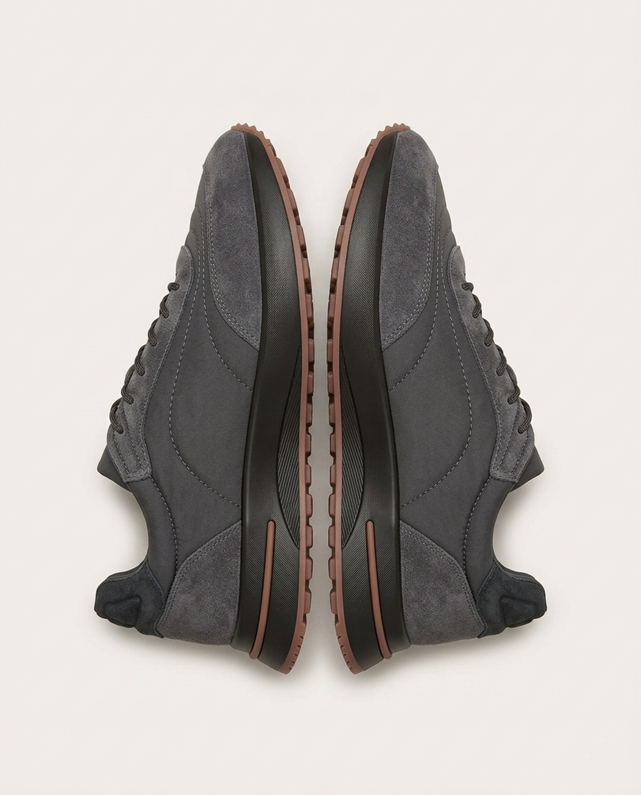 Loro Piana - Men's Nuages Sneaker in Storm Grey Suede and Technical Fabric