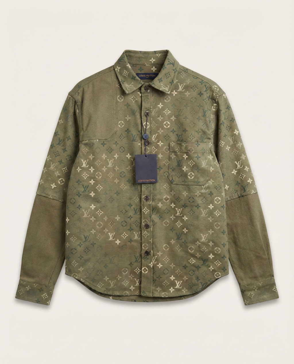 Louis Vuitton - Monogram Panelled Khaki Green Overshirt