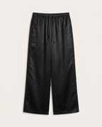 The Row Textured Silk-Blend Wide-Leg Trousers – Midnight Black