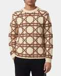 Christian Dior - Men's Cream & Brown Textured Cannage Knit Sweater