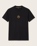 Loro Piana - Black Cotton T-Shirt with Metallic Crest Embroidery