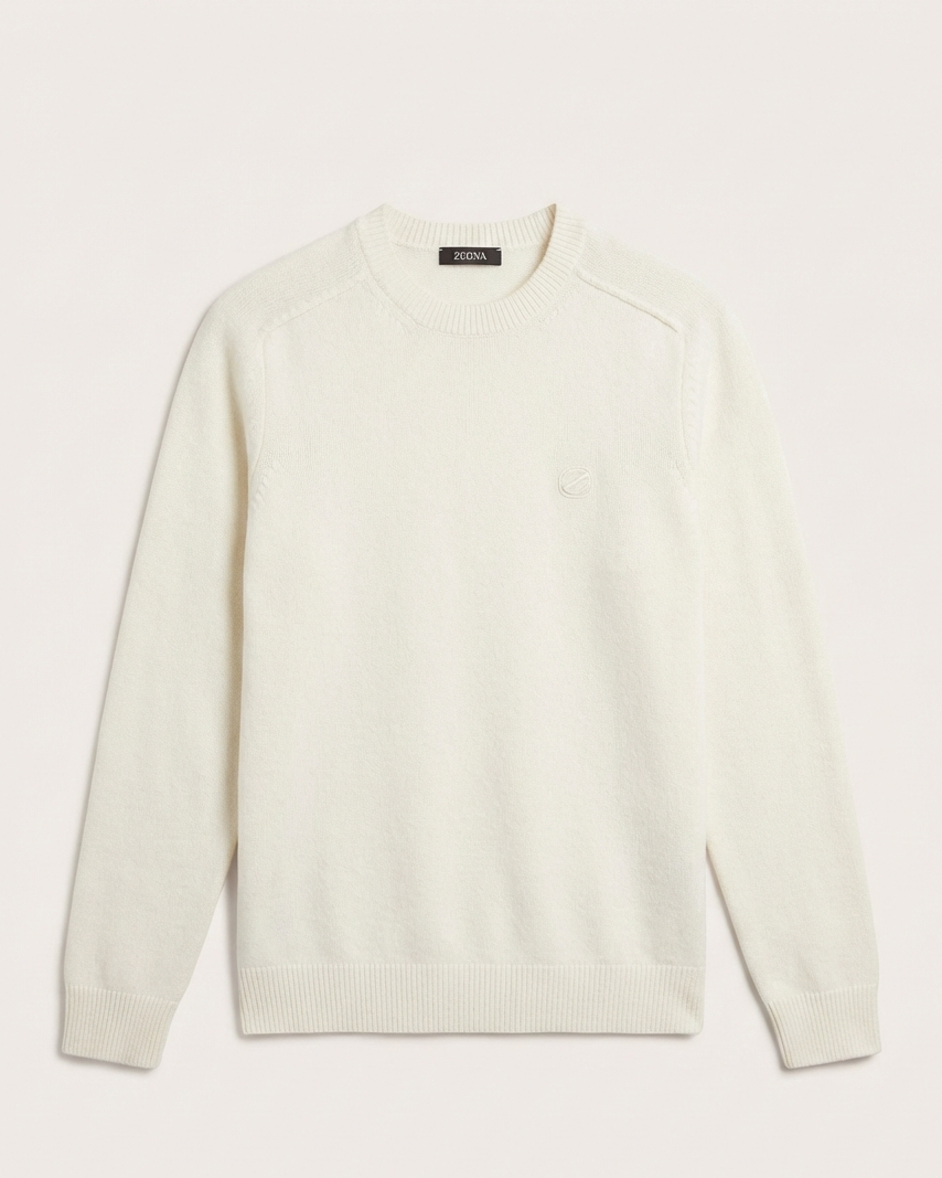 Zegna - Off-White Knit Crewneck Sweater