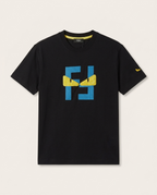 Fendi -White / Black Cotton T-Shirt with Bag Bugs FF Logo Appliqué