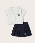 Fendi - Kids Pearl-Trimmed Cardigan and Pleated Skirt Set