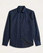 Louis Vuitton - Navy Blue Tone-on-Tone Monogram Jacquard Shirt