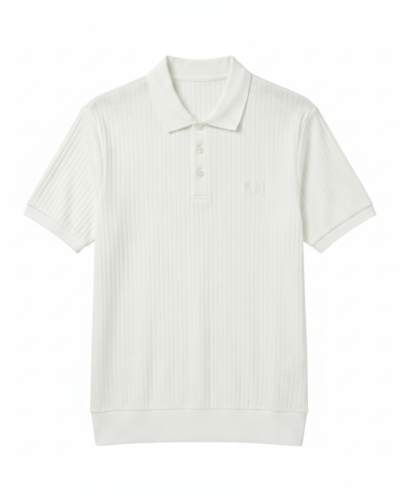 Loro Piana - White Ribbed Polo T- Shirt
