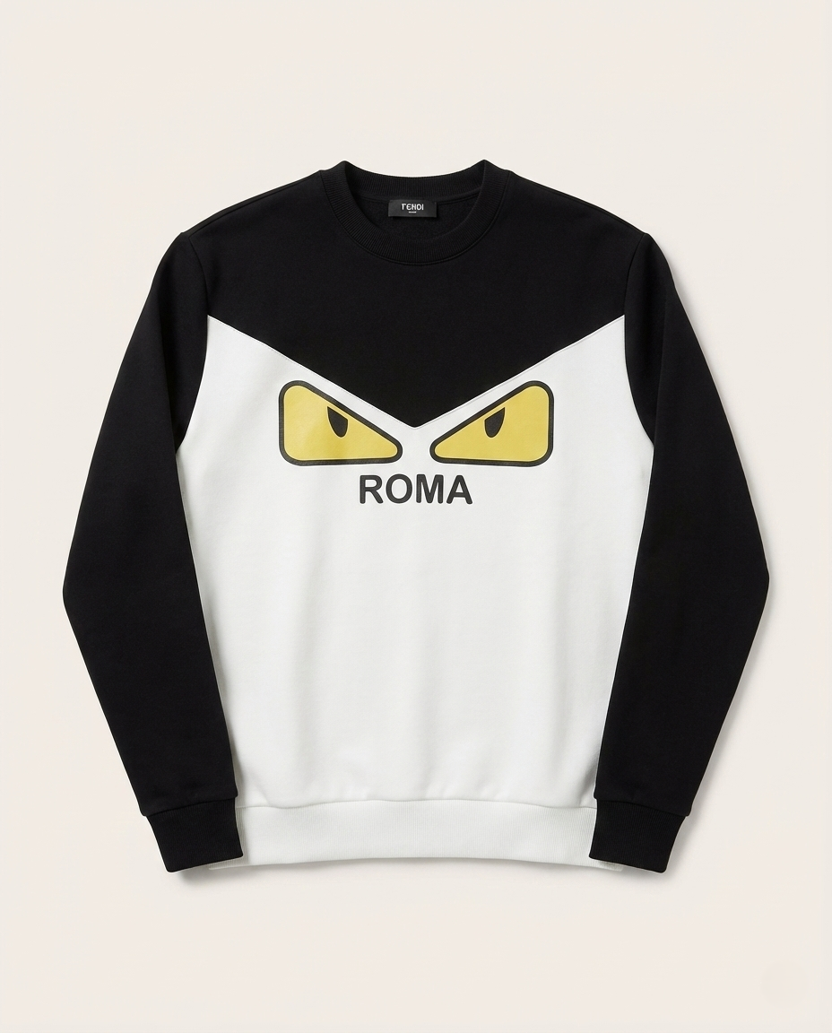 Fendi Two-Tone "Fendi Roma" Monster Eyes Sweatshirt