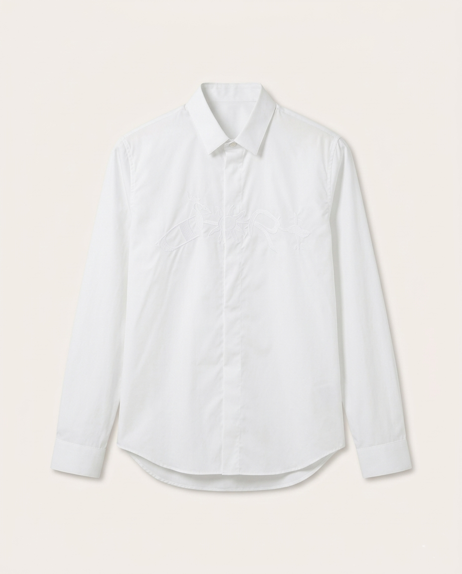 Dior - Embroidered "Celestial" Cotton Poplin Shirt - Optic White