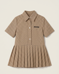 Miu Miu Kids - Checked Short Dress with Pleated Skirt