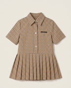 Miu Miu Kids - Checked Short Dress with Pleated Skirt