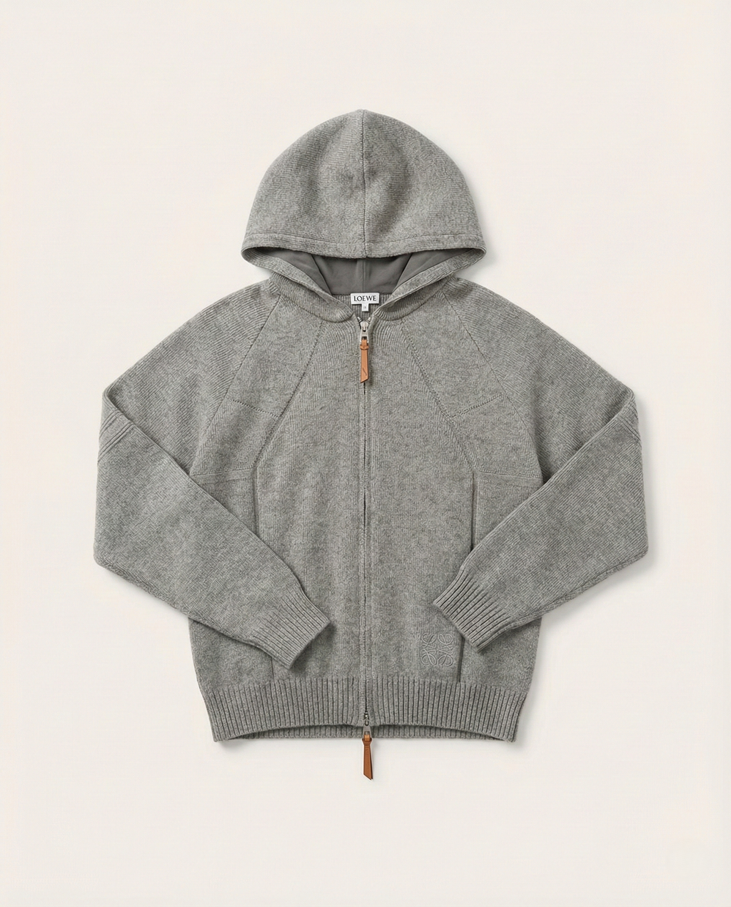 Loewe - Anagram-Embroidered Grey Knitted Zip-Up Hoodie