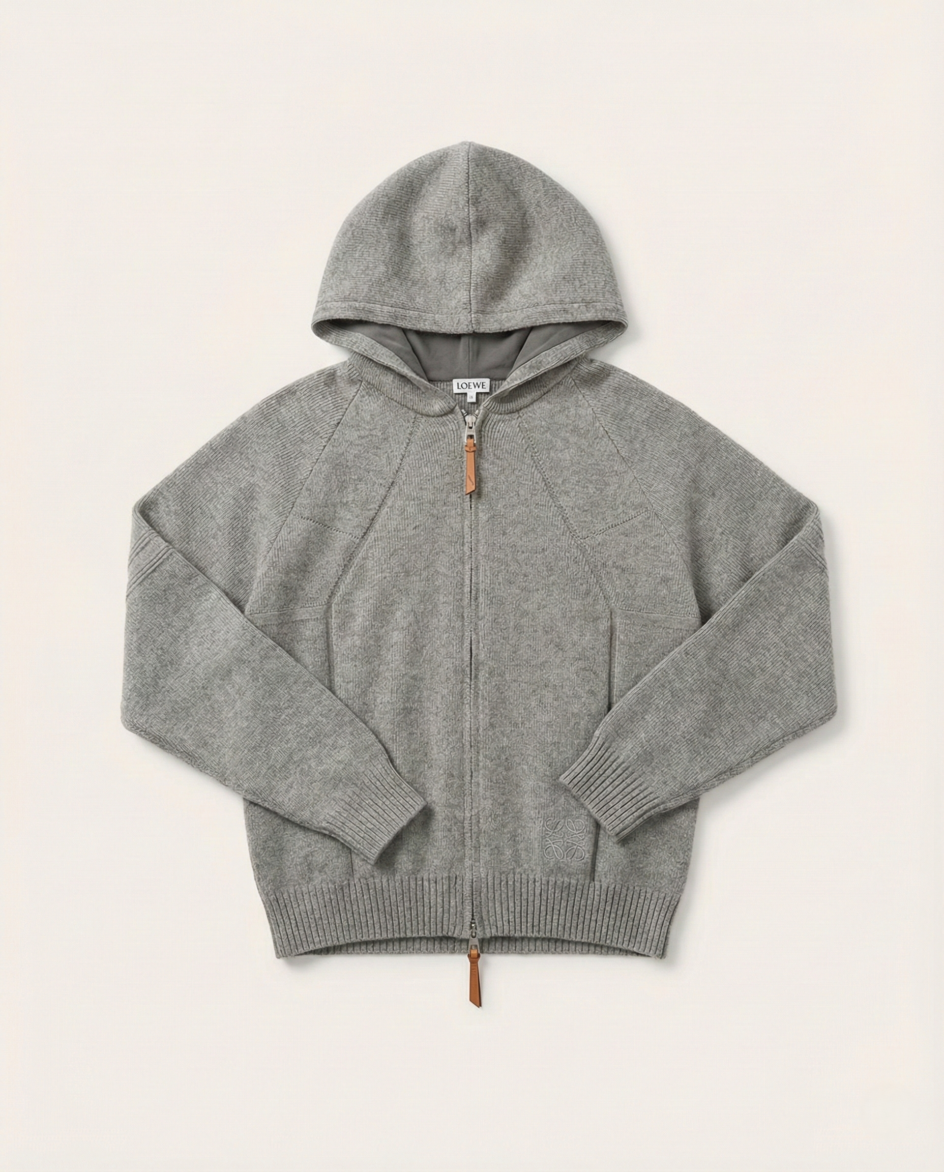 Loewe - Anagram-Embroidered Grey Knitted Zip-Up Hoodie