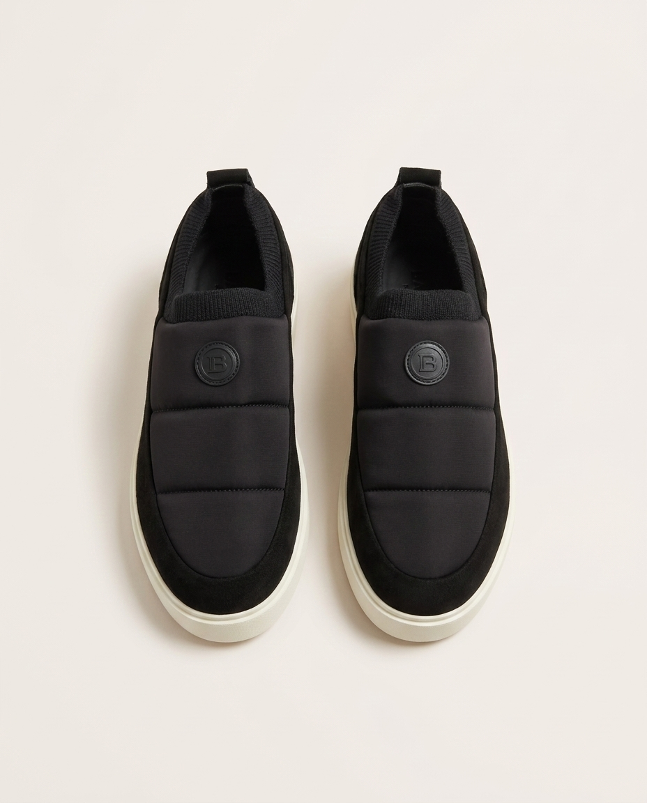 Balmain - Paris Quilted Puffer Slip-On Sneakers – Black/Ivory
