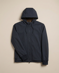 Zegna Men's Dark Blue Technical Fabric Hooded Zip-Up Jacket