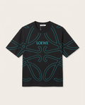 Loewe - Anagram Contrast-Stitch T-Shirt in Black and Turquoise
