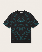 Loewe - Anagram Contrast-Stitch T-Shirt in Black and Turquoise