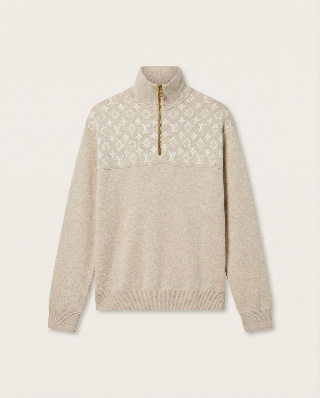 Louis Vuitton - Knit Beige Quarter-Zip