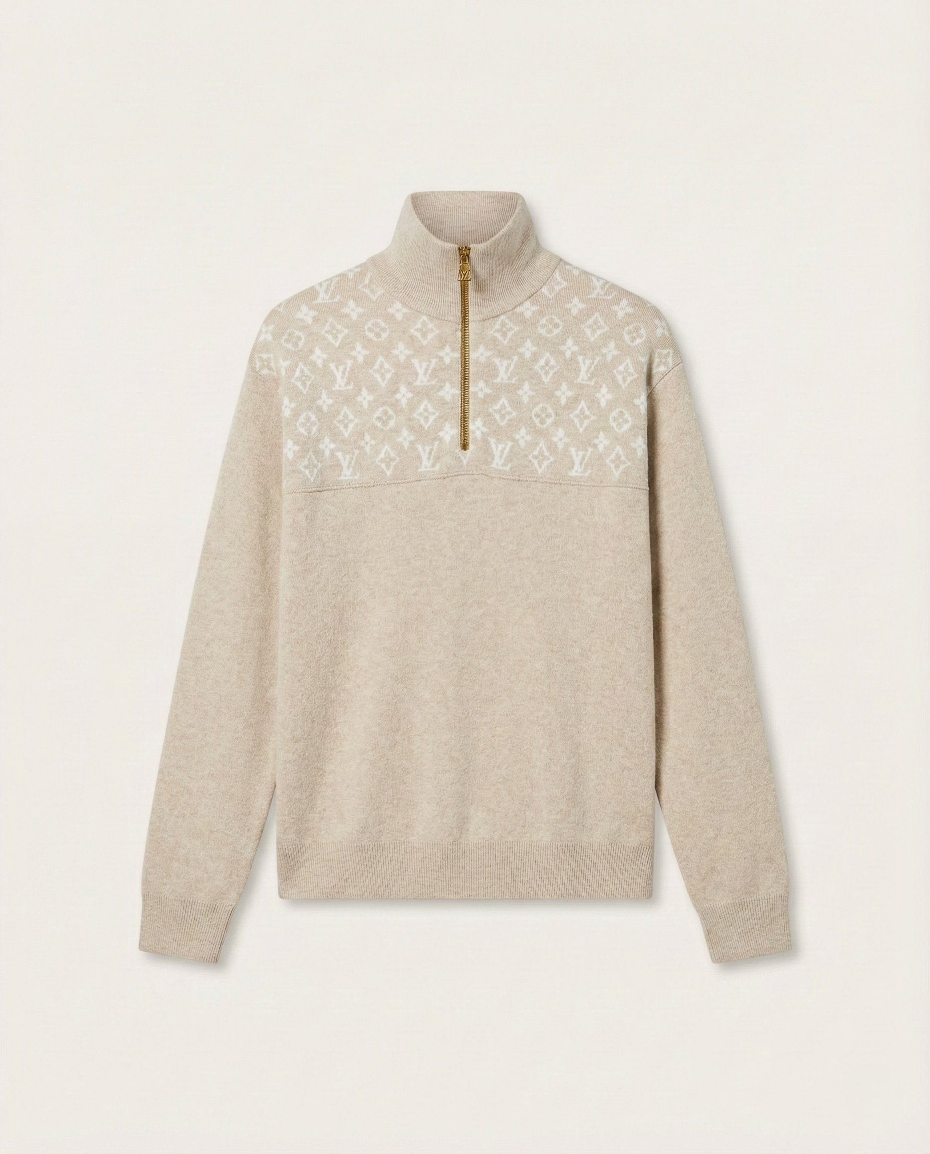 Louis Vuitton - Knit Beige Quarter-Zip