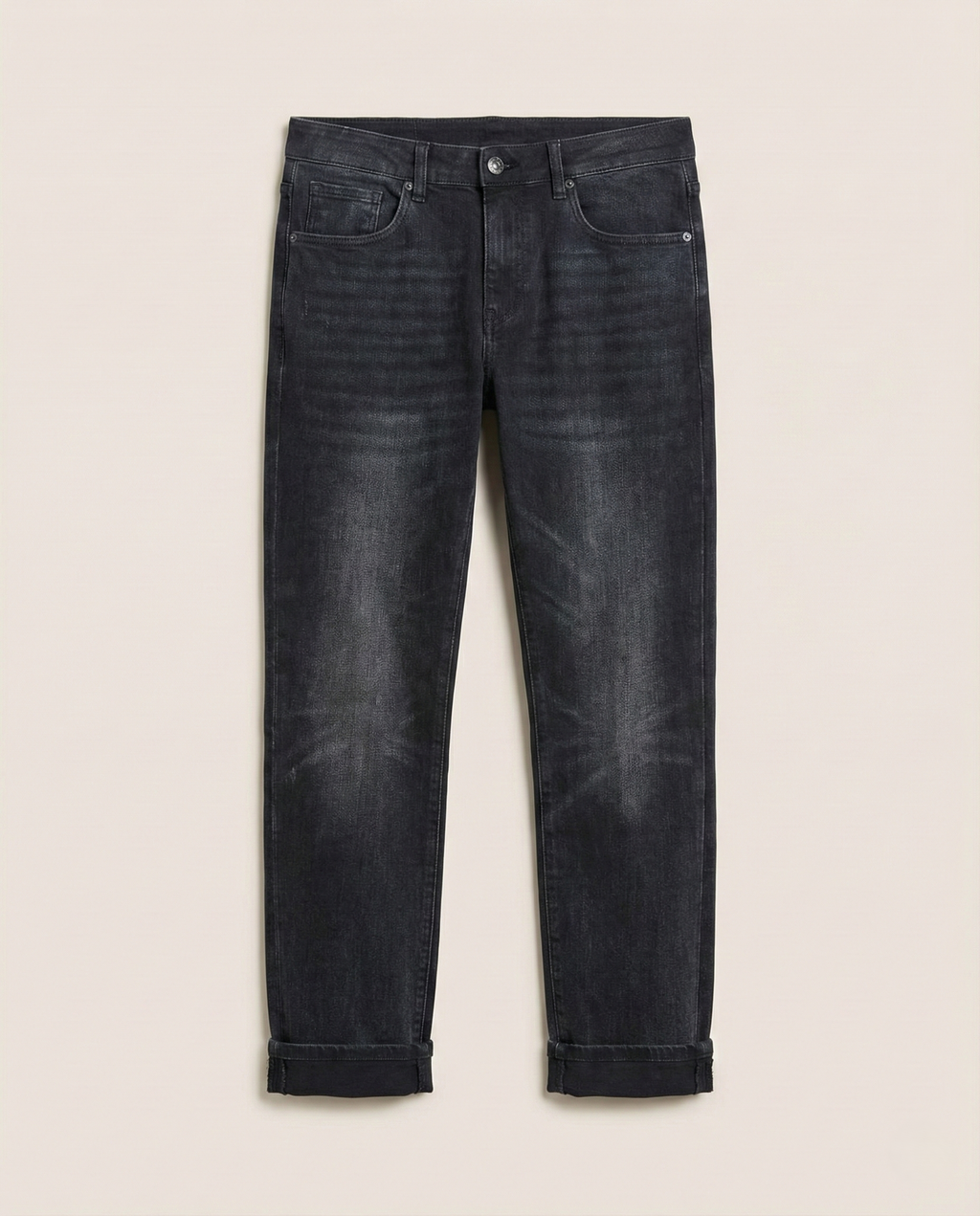 Prada Tapered Fit Grey with Rolled Cuff Wash Denim Jeans