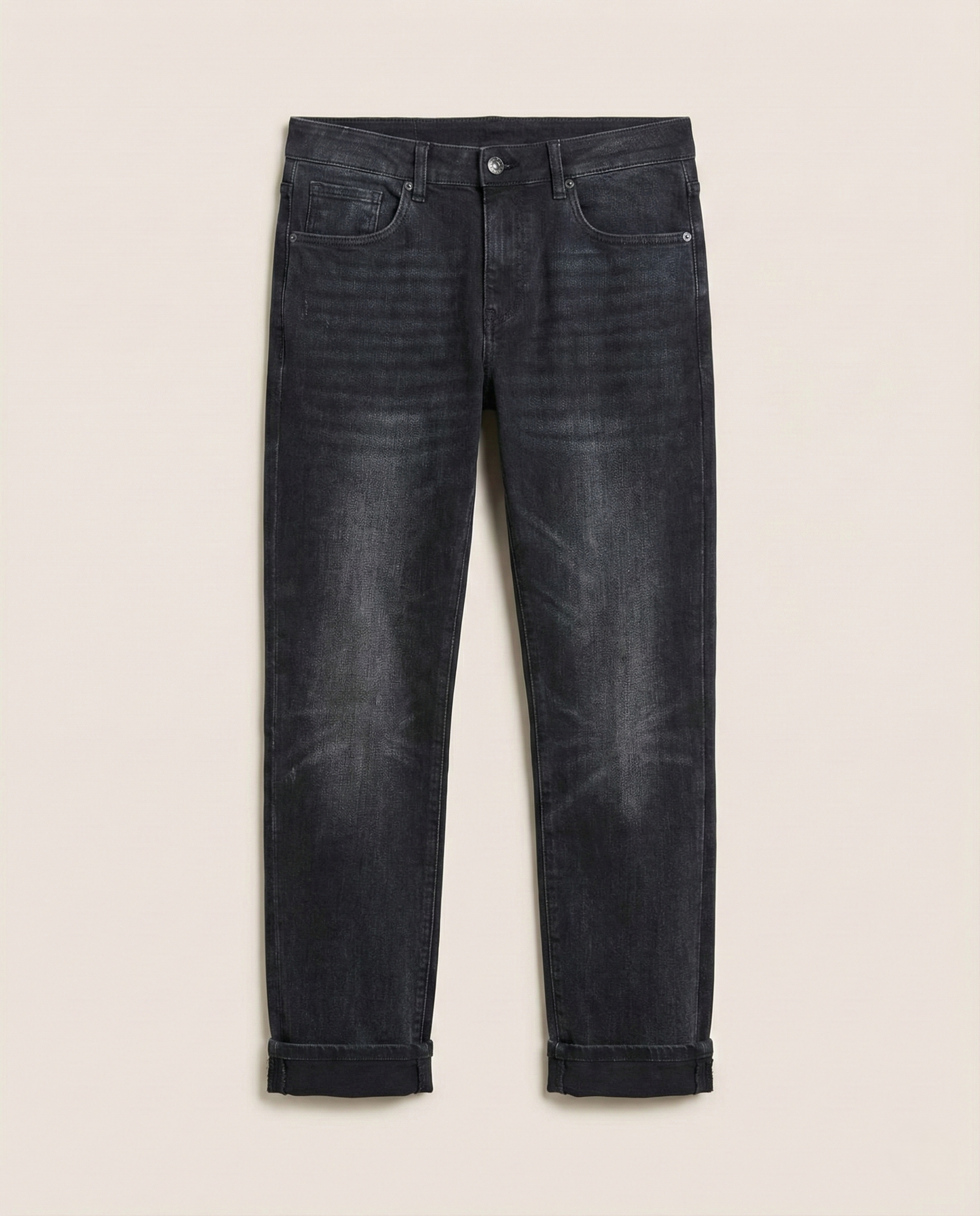 Prada Tapered Fit Grey with Rolled Cuff Wash Denim Jeans