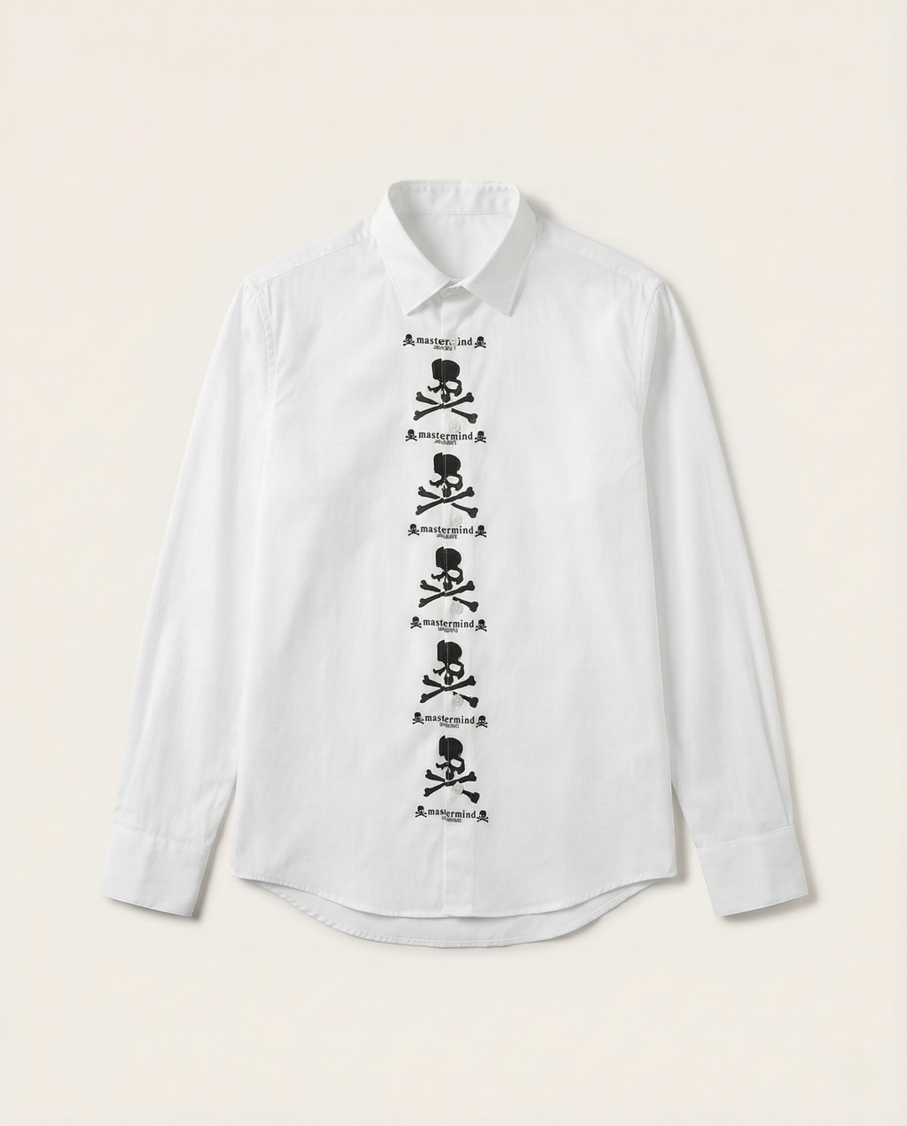 Mastermind Japan White Skull & Crossbones Placket Button-Up Shirt