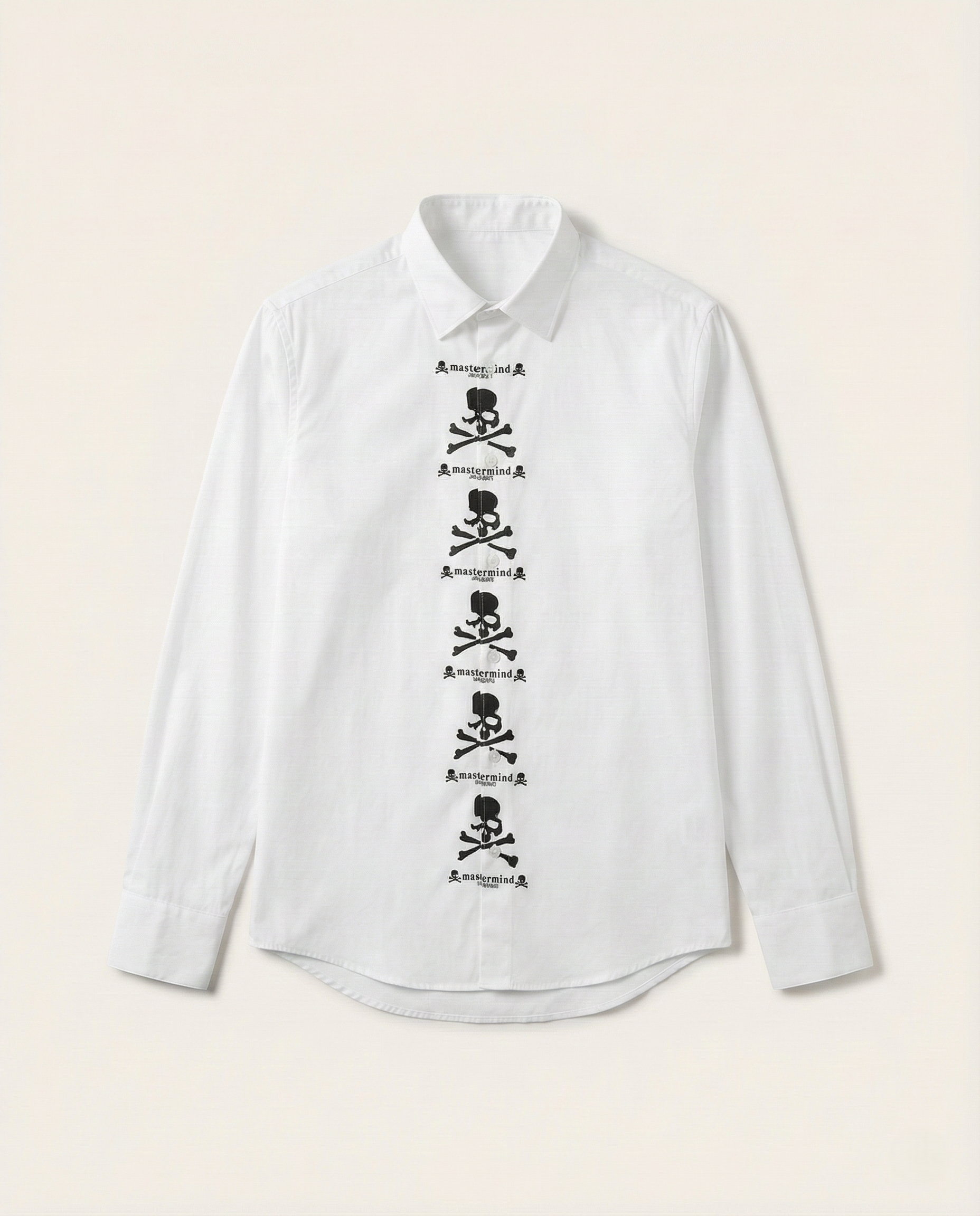 Mastermind Japan White Skull & Crossbones Placket Button-Up Shirt