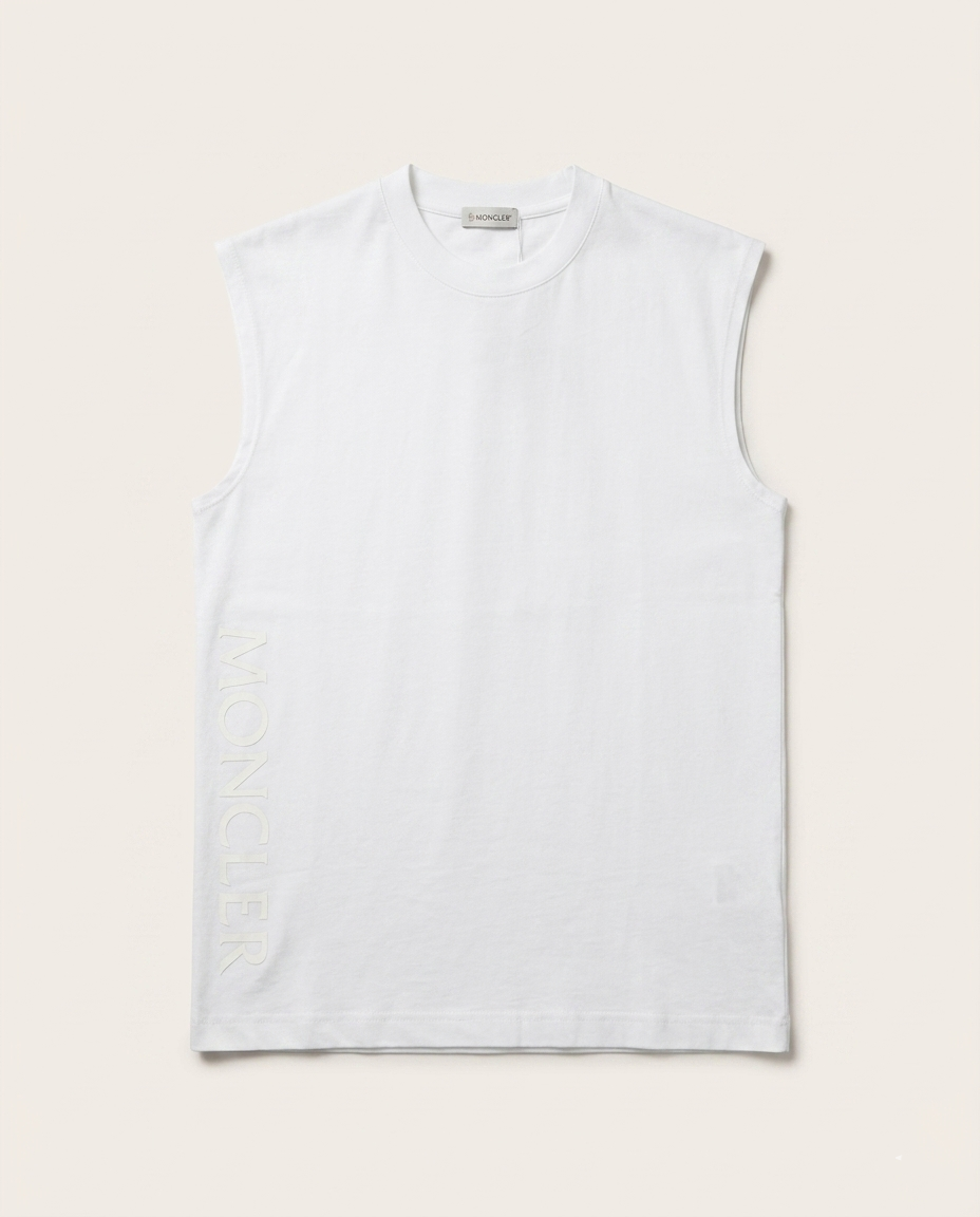 Moncler - Signature Embossed Side-Logo Sleeveless Cotton Tee – Optic White