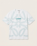 Loewe - Anagram Contrast-Stitch T-Shirt in White and Turquoise