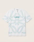 Loewe - Anagram Contrast-Stitch T-Shirt in White and Turquoise