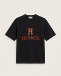 Hermès - Embroidered "H" Logo Cotton T-Shirt - Black & Signature Orange
