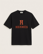Hermès - Embroidered "H" Logo Cotton T-Shirt - Black & Signature Orange