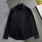 Moncler - Men's Black Cotton Shirt with Embroidered Logo