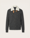 Louis Vuitton Cashmere-Wool Blouson in Dark Gray with Removable Shearling Collar