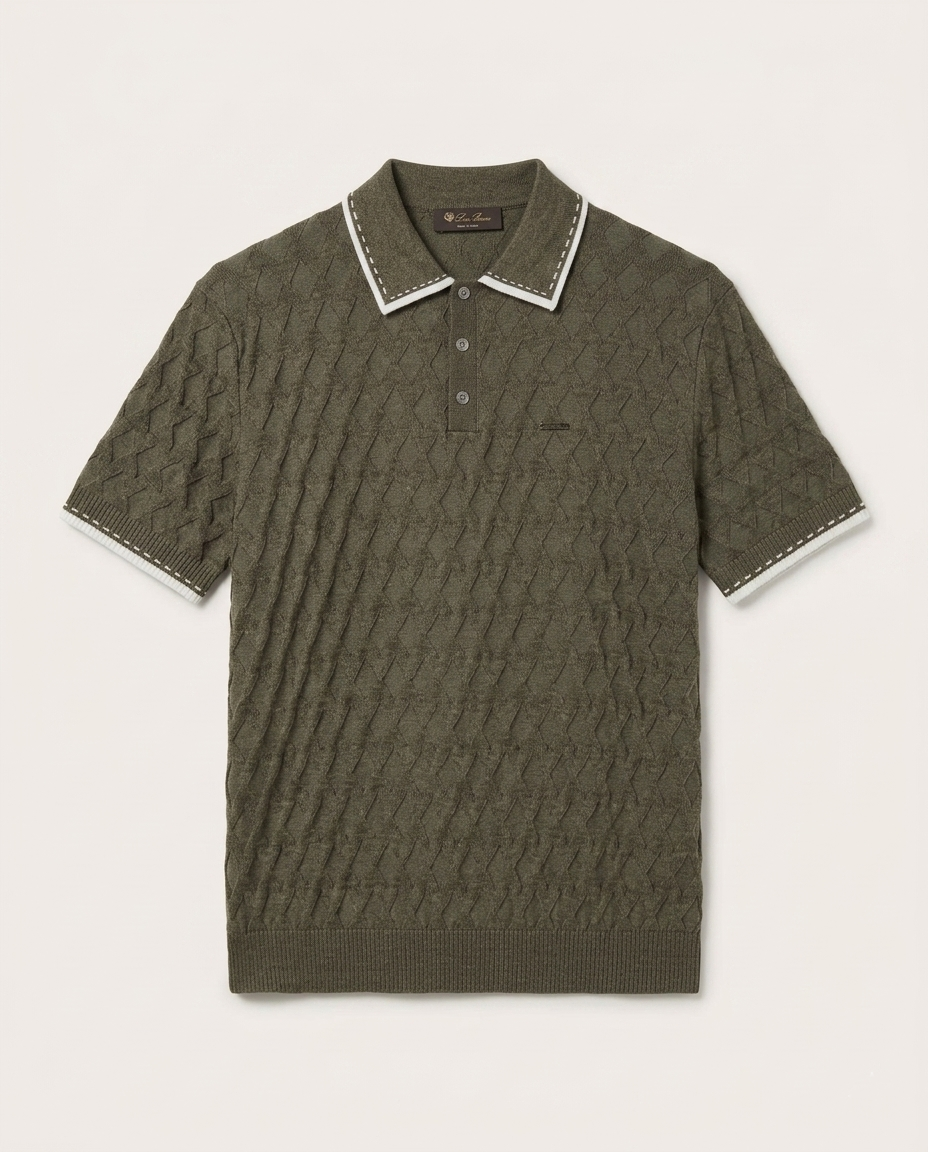 Loro Piana - Diamond-Stitch Knit Polo