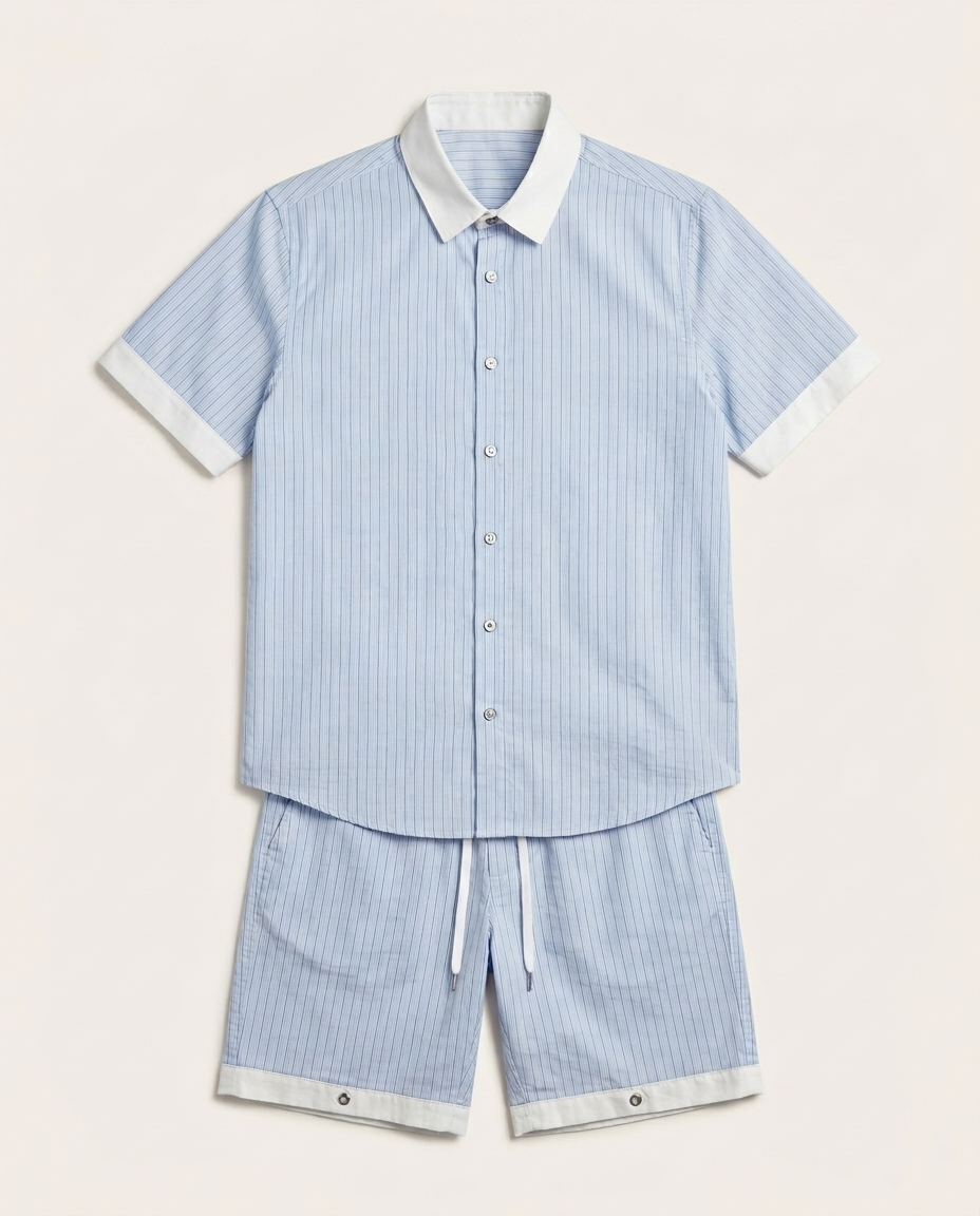Louis Vuitton - Striped Short-Sleeve Shirt and Shorts Matching Set
