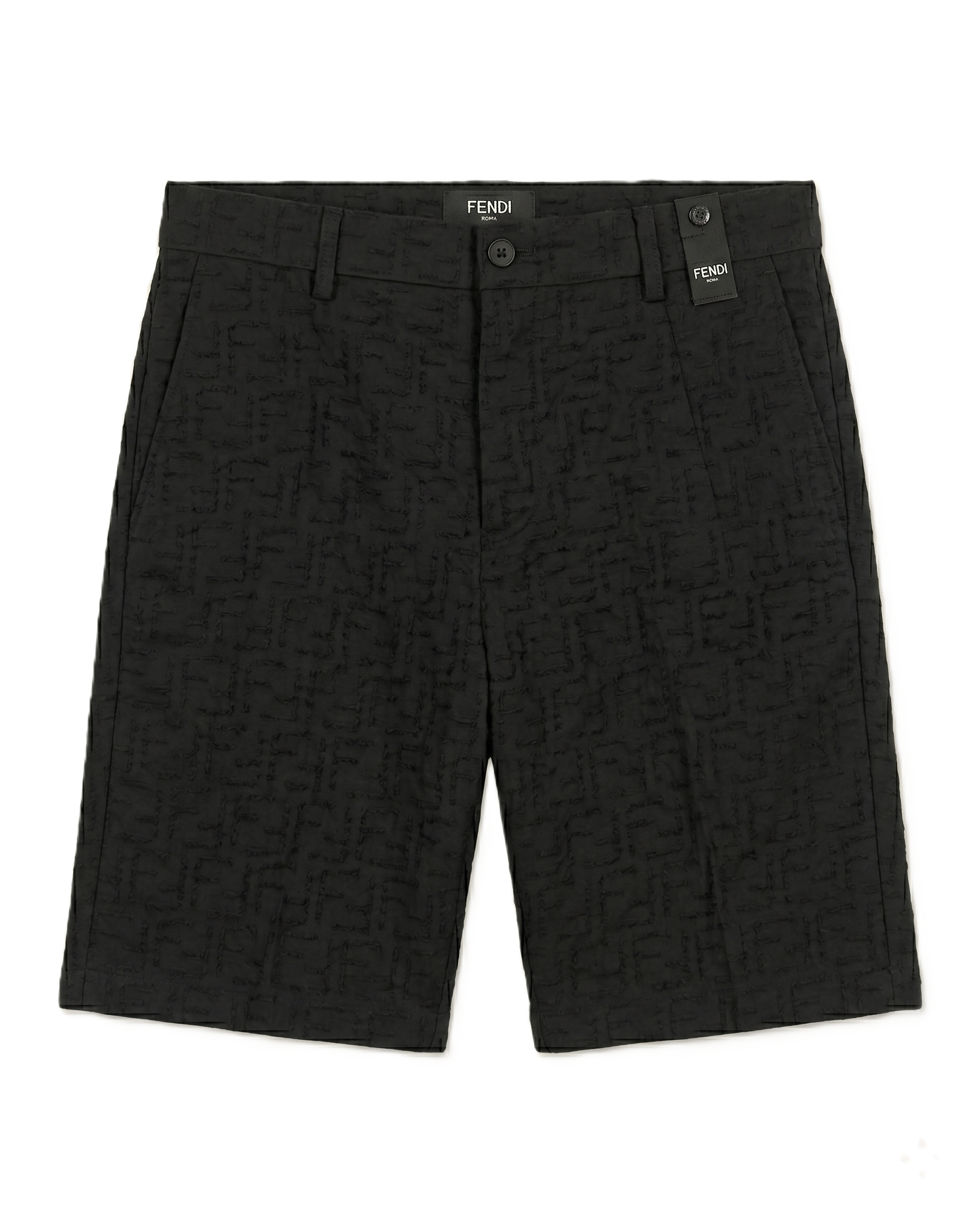 Fendi - Black Sashiko-Style Shirt and Shorts Linen Set