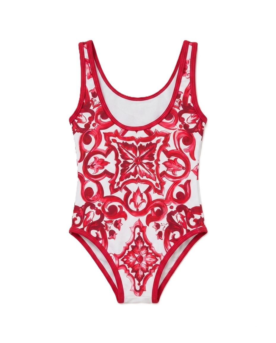 Dolce & Gabbana Kids - Sicilian Red One-Piece Swimsuit