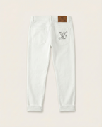 Louis Vuitton - Embellished Monogram White Denim Jeans